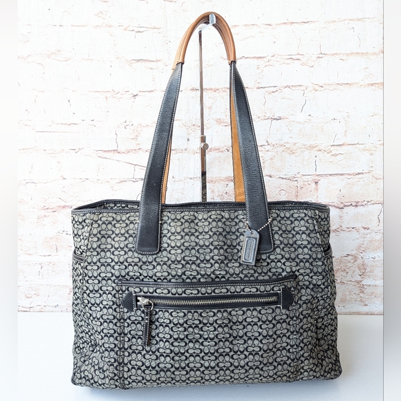 COACH Grey and Black Signature Print Diaper Bag - Picture 2 of 15